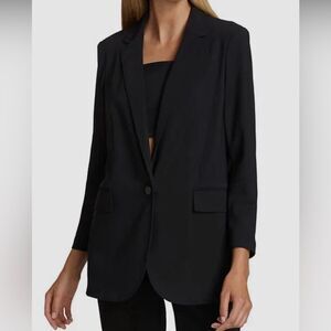 NWT 325.00 Theory Black Stretch Single-Breasted Ponte Blazer Jacket 0 Small